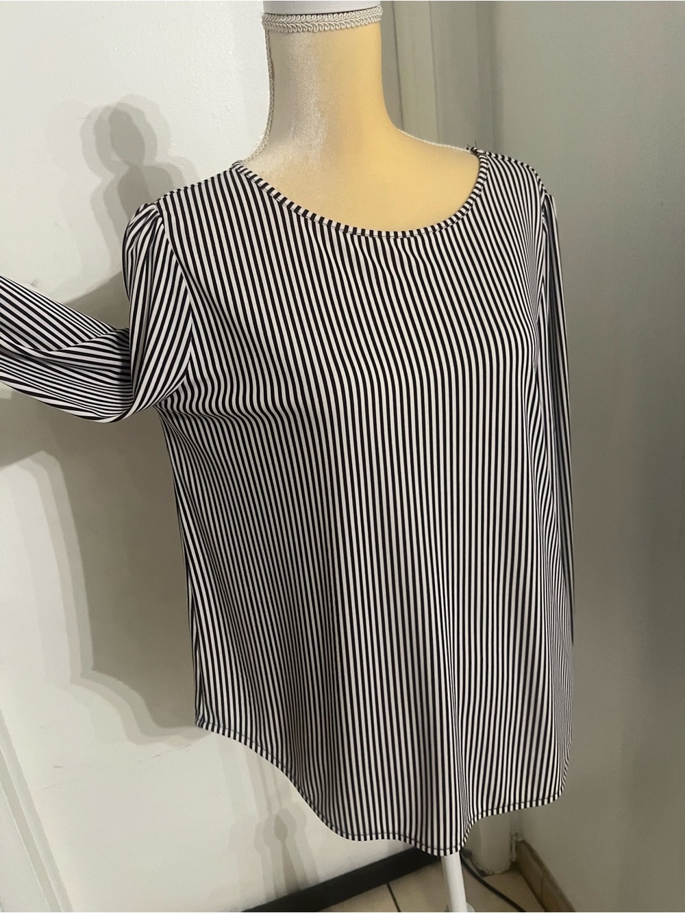 Women’s Brown  and White Striped Long Sleeve Top